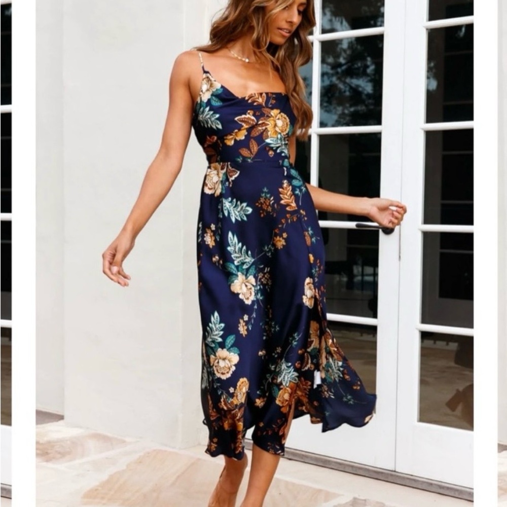 Hello Molly Navy Floral Midi Dress
